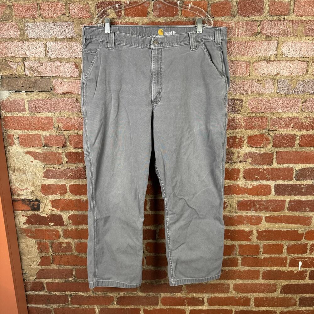 Carhartt Pants Mens 40x29 Gray Relaxed Fit Carpenter Stretch Workwear 102291